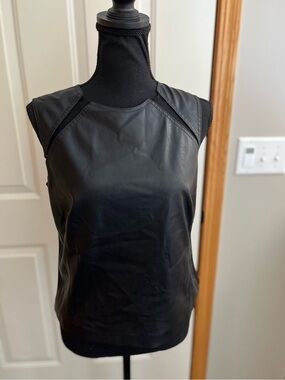 Women’s KF/Kaufmanfranco black faux leather mesh cut outs exposed zipper top. 4